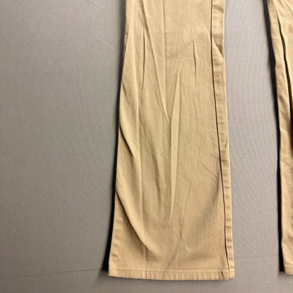 Dickies Girl's Bootcut Mid Rise Pant Flat Front Beige Khaki Tan Pants Size 5